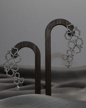 Tiffany & Co Platinum 950 Paper Flower Diamond Earrings 15G / 1.75in N1513